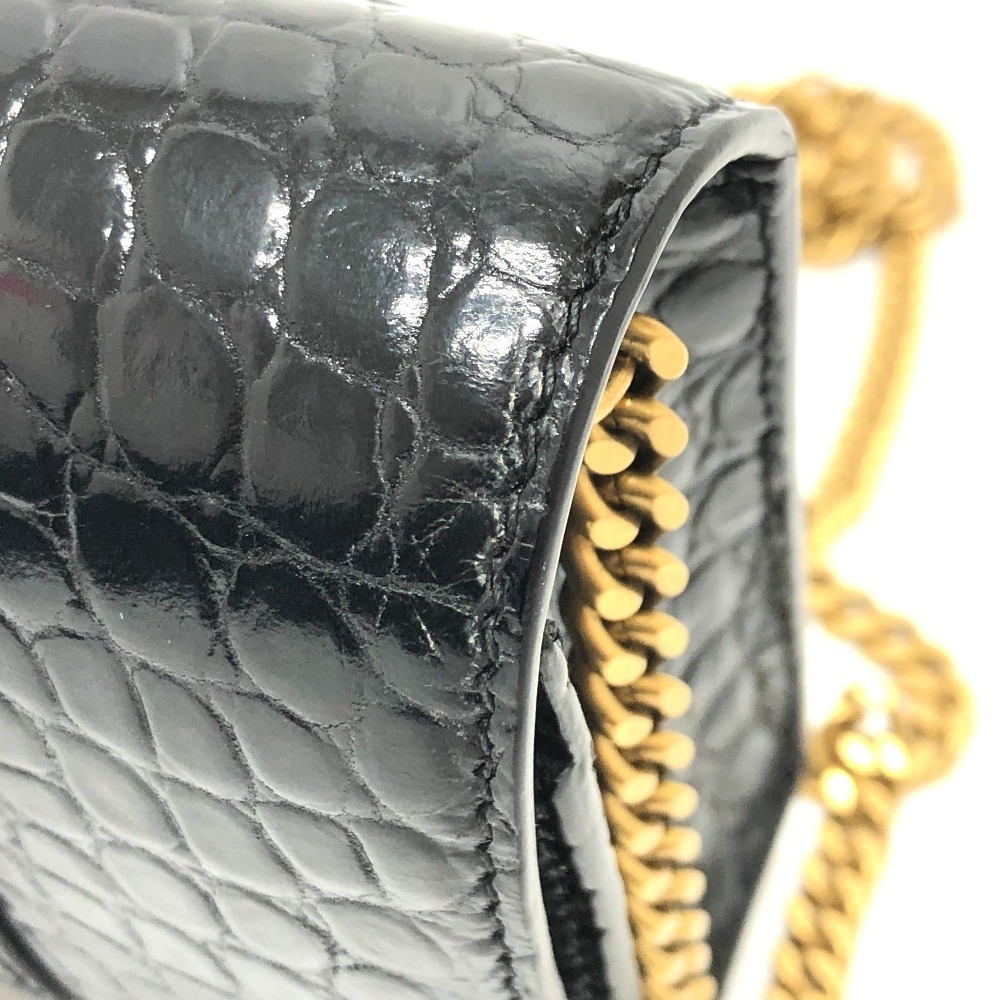 BALENCIAGA Logo Hourglass Chain Wallet Bag Shoulder Black Leather - Picture 6 of 9